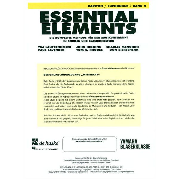 De Haske Essential Elements Baritone 2