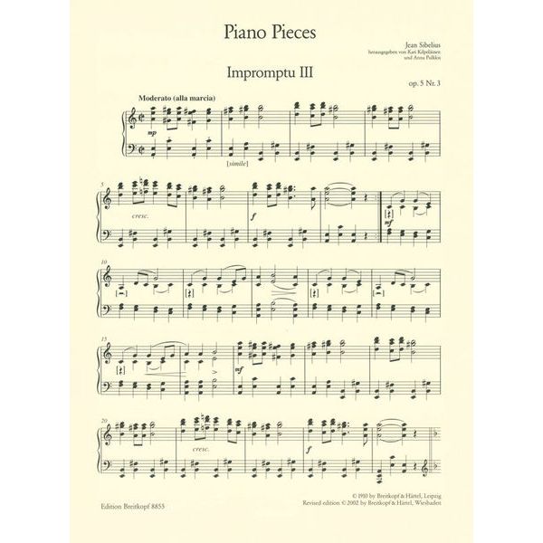 Breitkopf & Härtel Sibelius Piano Pieces