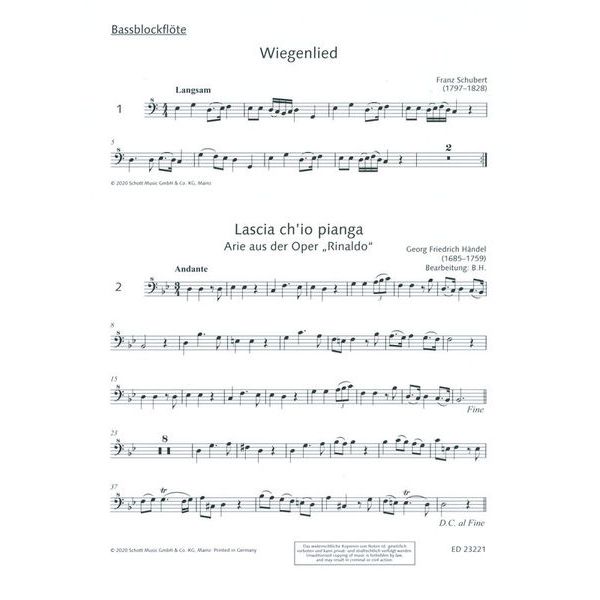 Schott Bassblockflöten-Konzertbuch