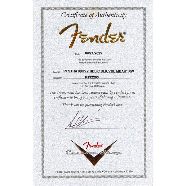 Fender 59 Strat BKoVBL Hvy Relic MBAH