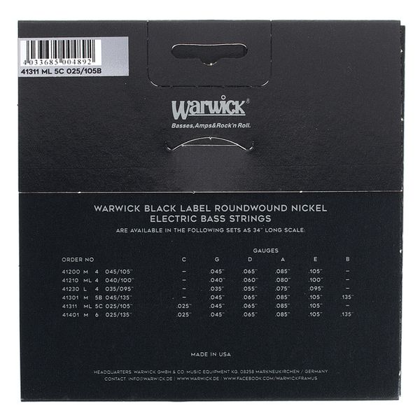 Warwick 41311 ML 5C Black Label