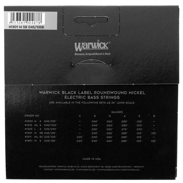 Warwick 41301 M 5B Black Label