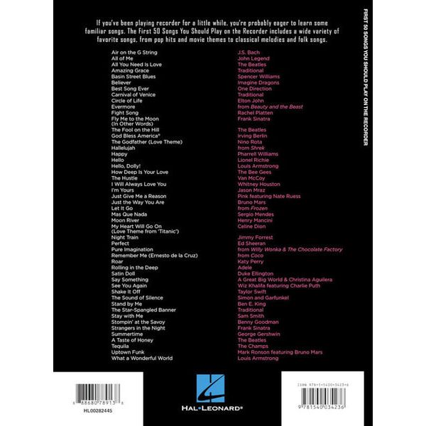 Hal Leonard First 50 Songs Recorder