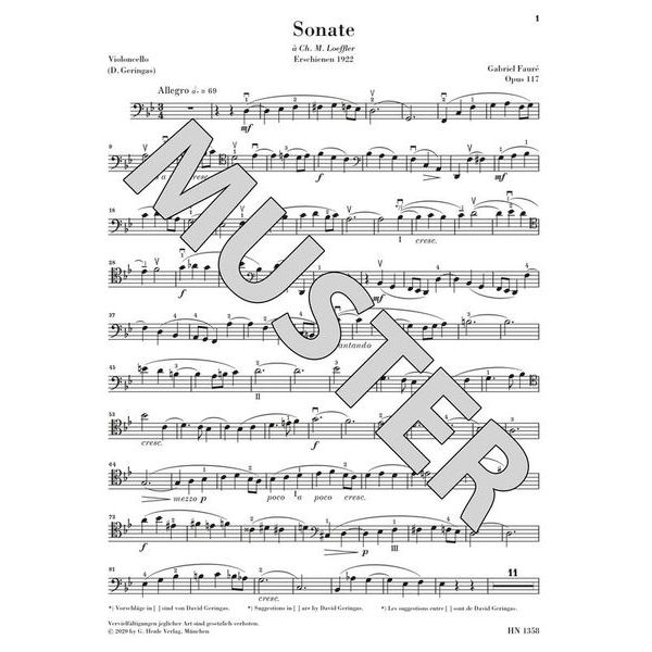 Henle Verlag Fauré Cellosonate Nr.2