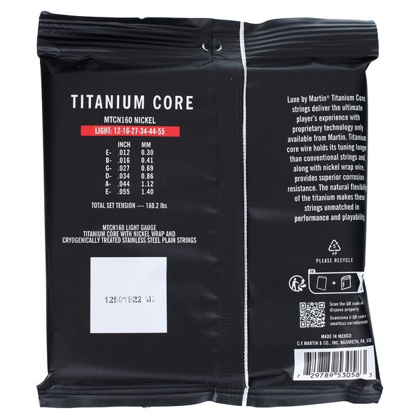 Martin Guitar MTCN160 Titanium Strings