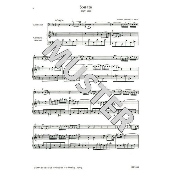 Friedrich Hofmeister Verlag Bach Sonata BWV1028 Kontrabass