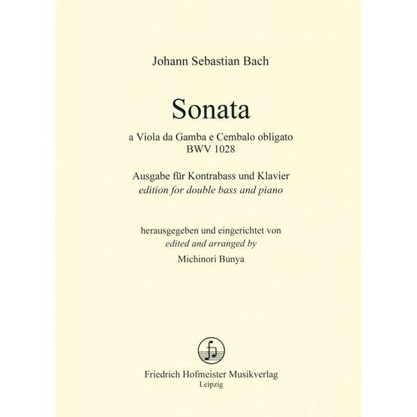 Friedrich Hofmeister Verlag Bach Sonata BWV1028 Kontrabass