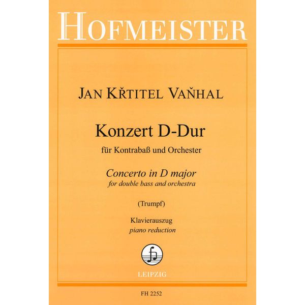 Friedrich Hofmeister Verlag Vanhal Concert D-Dur Kontrabas