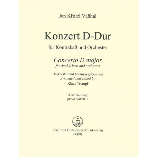 Friedrich Hofmeister Verlag Vanhal Concert D-Dur Kontrabas