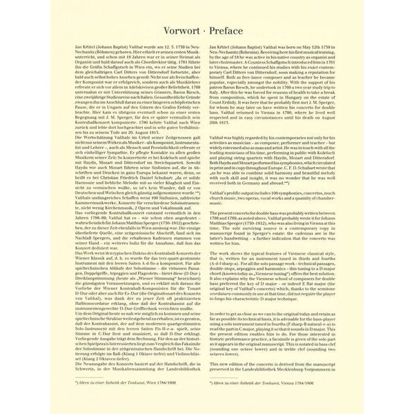 Friedrich Hofmeister Verlag Vanhal Concert D-Dur Kontrabas