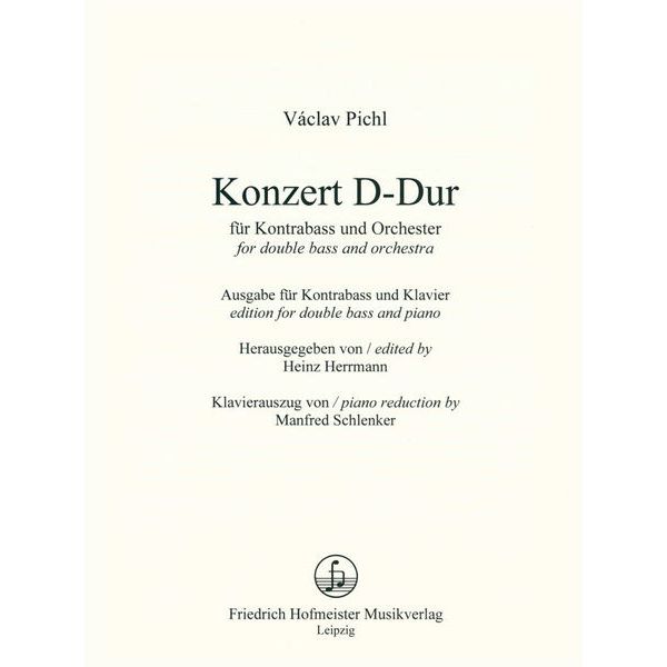 Friedrich Hofmeister Verlag Pichl Konzert D-Dur Kontrabass