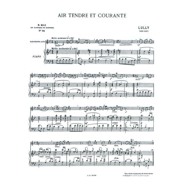 Alphonse Leduc Lully Air Tendre Et Courante