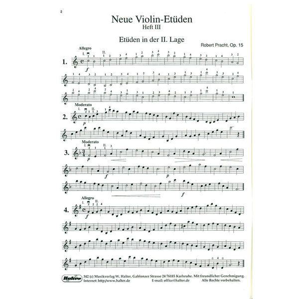 Musikverlag Wilhelm Halter Pracht Neue Violin Etüden 3