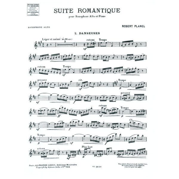 Alphonse Leduc Suite Romantique Alto Sax