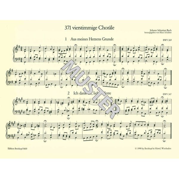 Breitkopf & Härtel Bach 371 vierstimmige Choräle