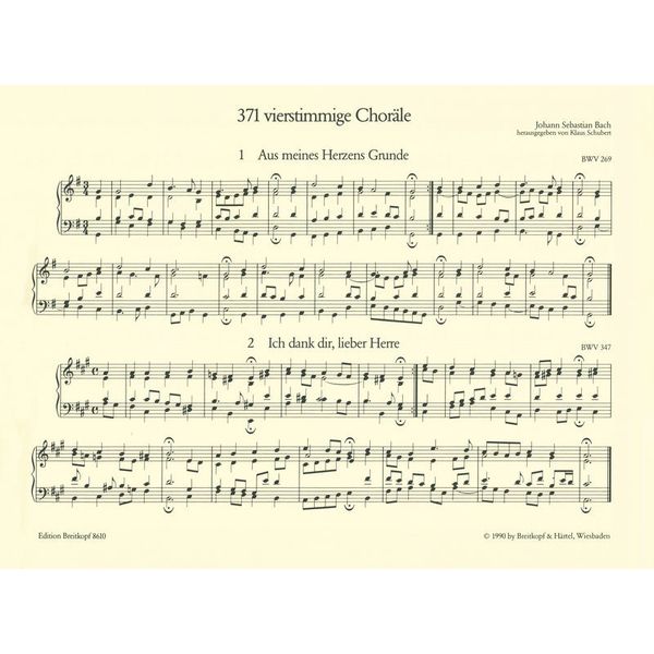 Breitkopf & Härtel Bach 371 vierstimmige Choräle