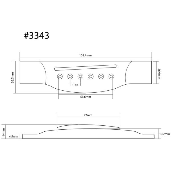 Grover B 3343 Acoustic Guitar Bridge