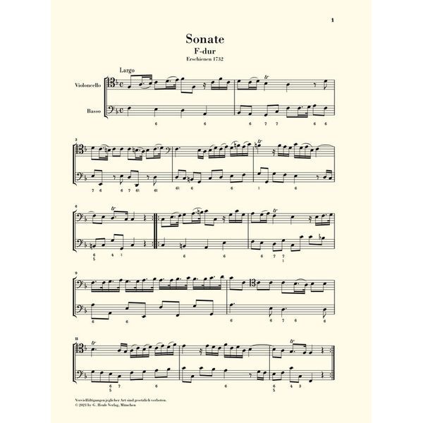 Henle Verlag Marcello Cellosonate F-Dur