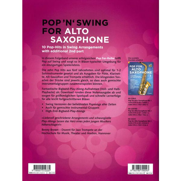 Schott Pop 'n' Swing For Alto Sax