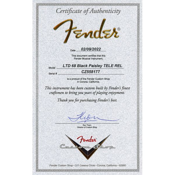 Fender 68 Tele Black Paisley Relic