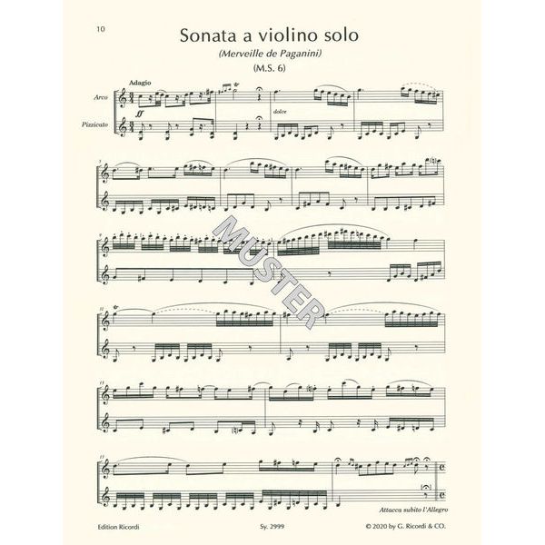Ricordi Paganini Werke for Violine