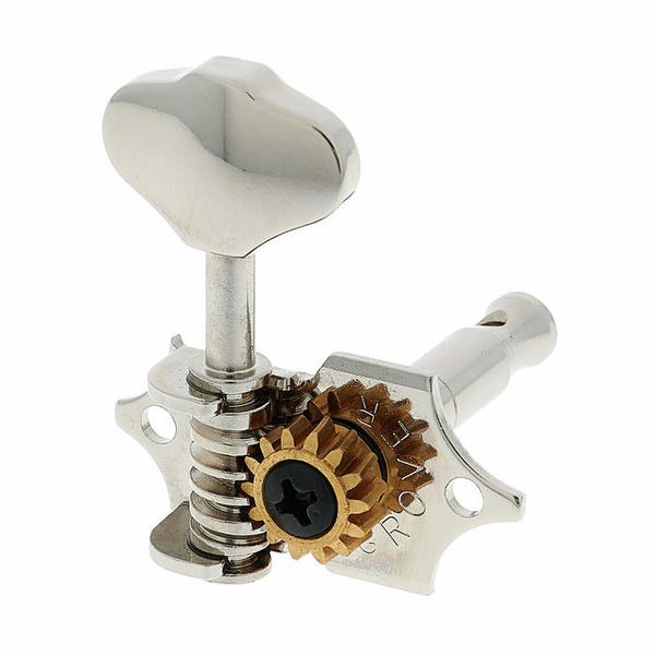 Têtes De Mécaniques Grover 9NB Sta-Tite 4B Pour Ukulélé - Lot De 4, Boutons Noirs, Finition Nickel