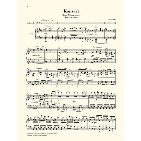 Henle Verlag Dvorak Cellokonzert h-moll
