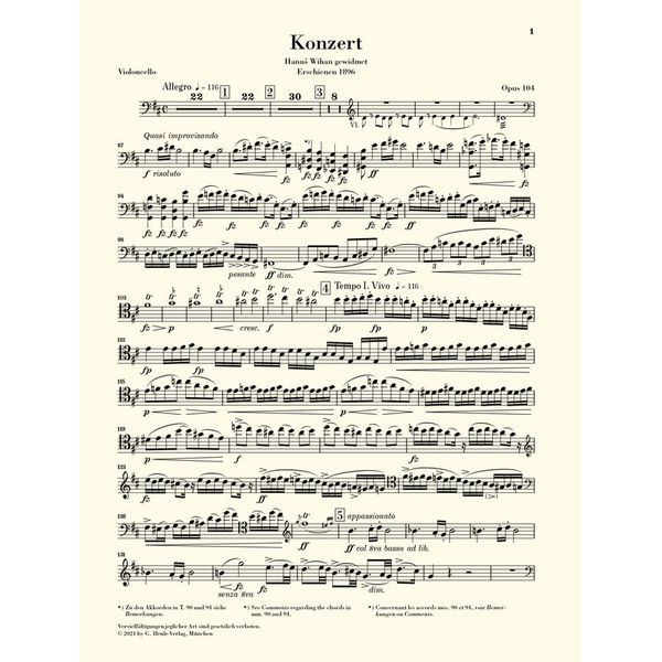 Henle Verlag Dvorak Cellokonzert h-moll