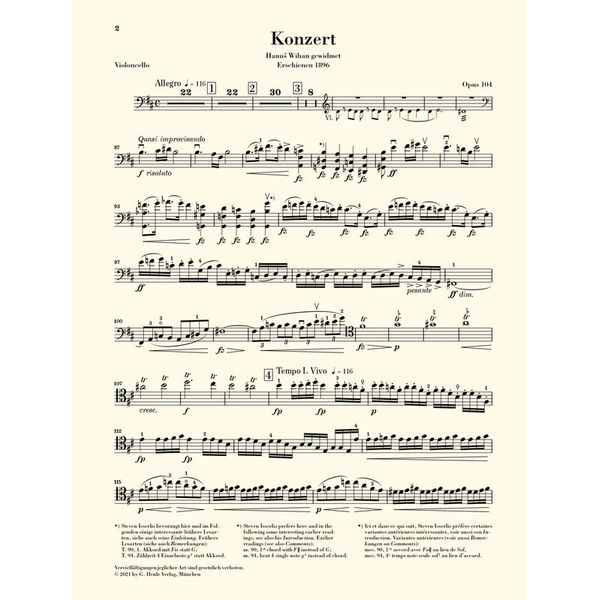Henle Verlag Dvorak Cellokonzert h-moll