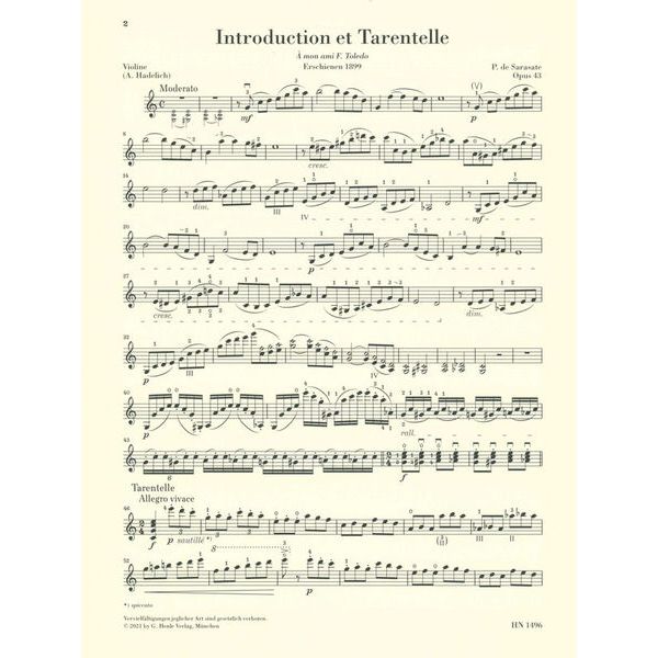 Henle Verlag Sarasate Introduction Op. 43