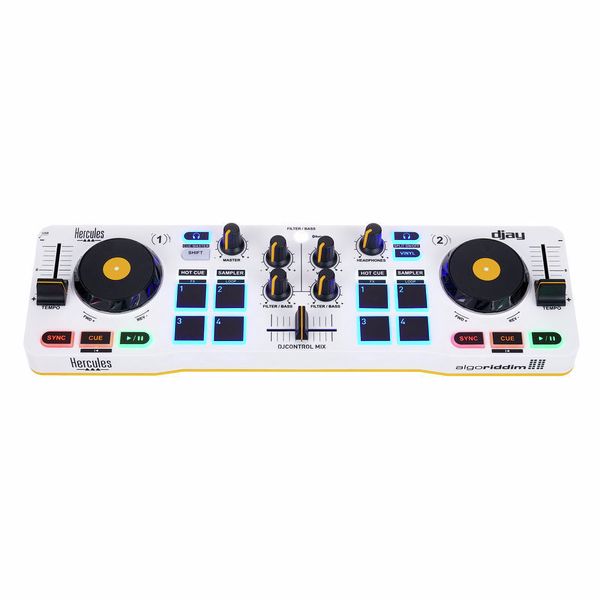  Hercules DJControl Mix – Bluetooth Wireless DJ Controller for  Smartphones (iOS and Android) – dJay app – 2 Decks, White : Musical  Instruments
