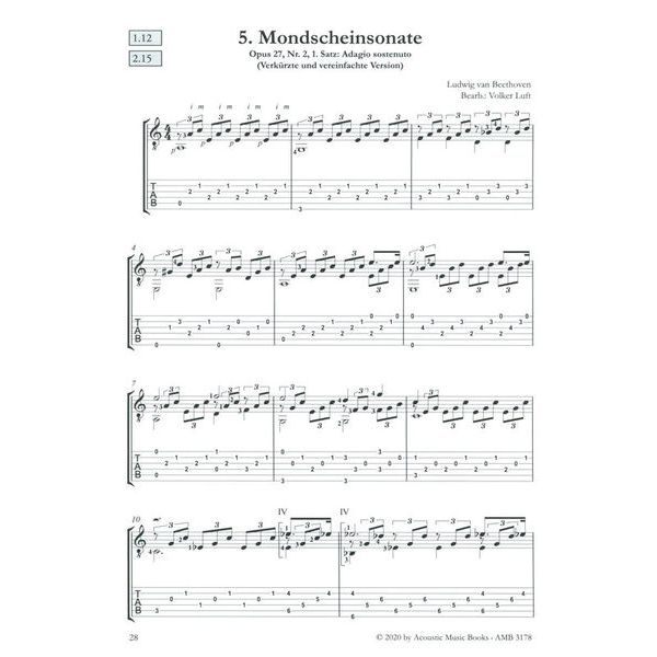 Acoustic Music Books Beethoven Masterworks Guitar