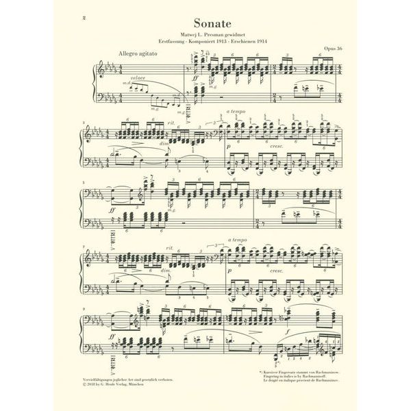 Henle Verlag Rachmaninow Klaviersonate Nr.2