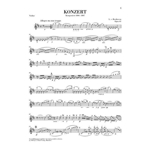 Henle Verlag Beethoven Violinkonzert D-Dur