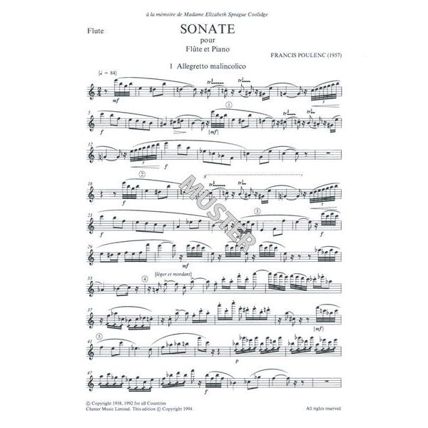 Chester Music Poulenc Sonata Flute And Piano
