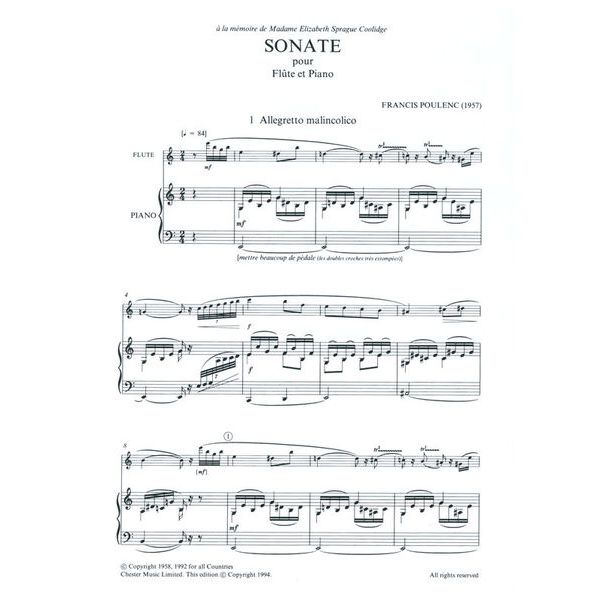 Chester Music Poulenc Sonata Flute And Piano