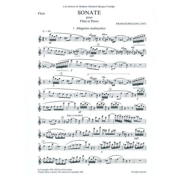 Chester Music Poulenc Sonata Flute And Piano
