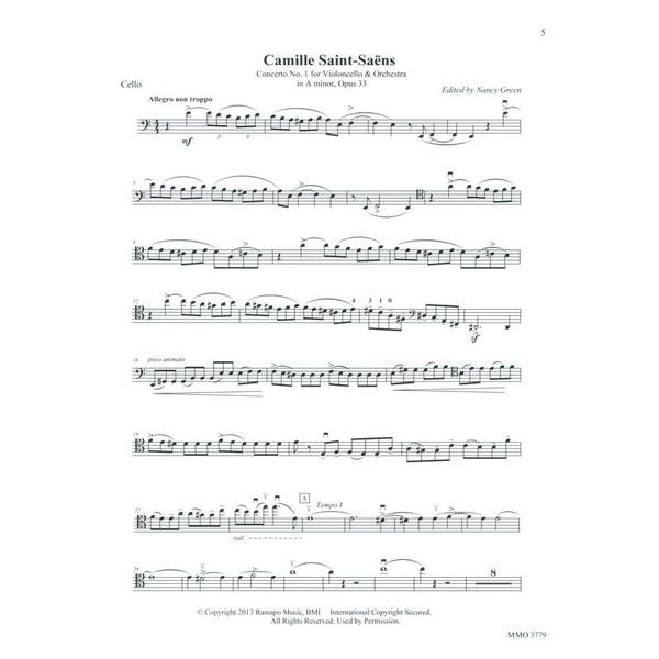 Music Minus One Saint-Saëns Cello Concerto No1