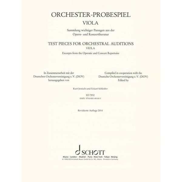 Schott Orchester Probespiel Viola