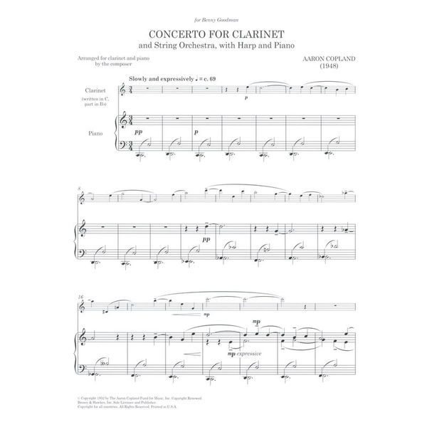 Boosey & Hawkes Copland Concerto Clarinet
