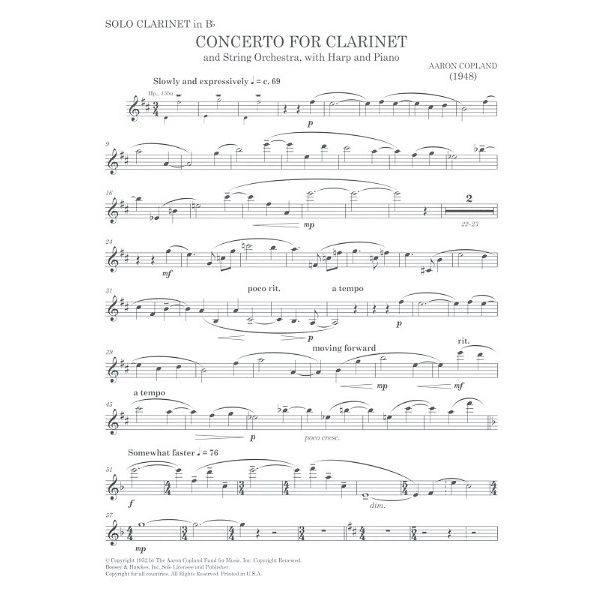 Boosey & Hawkes Copland Concerto Clarinet