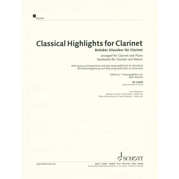 Schott Classical Highlights Clarinet