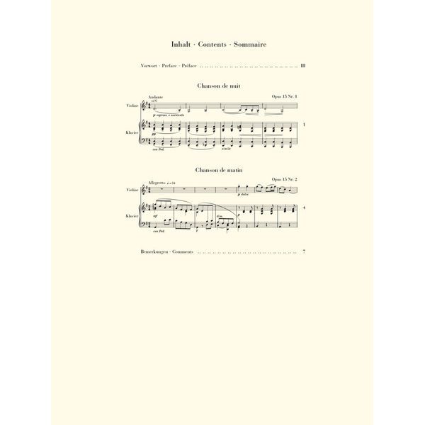 Henle Verlag Elgar Chanson De Nuit/De Matin