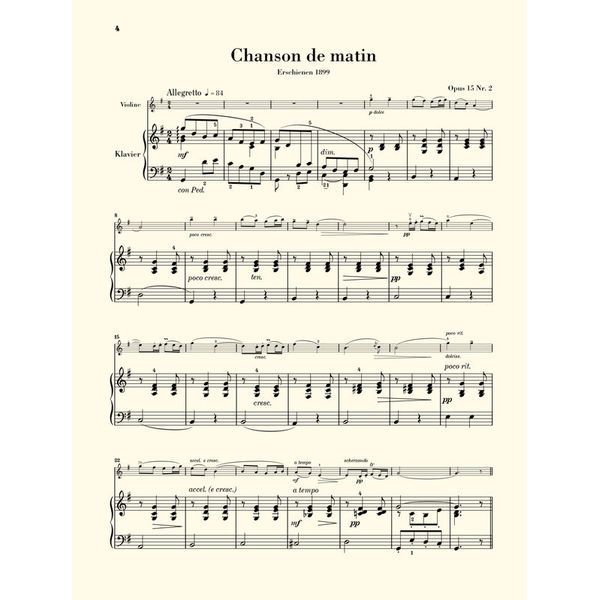 Henle Verlag Elgar Chanson De Nuit/De Matin