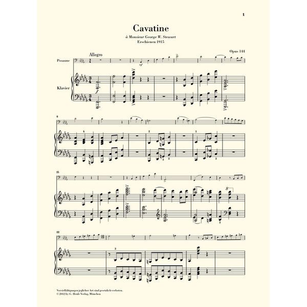 Henle Verlag Saint-Saëns Cavatine Trombone
