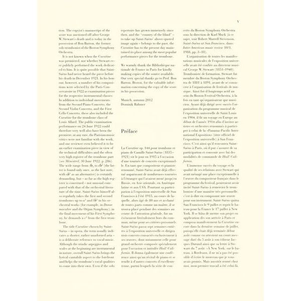 Henle Verlag Saint-Saëns Cavatine Trombone
