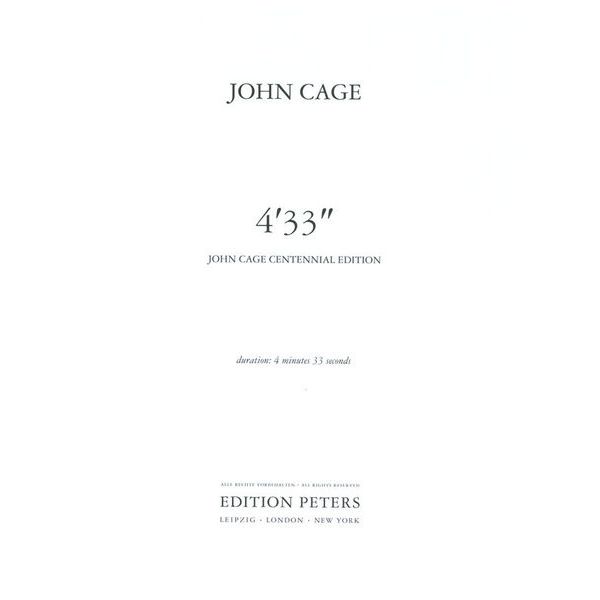 Edition Peters Cage 4'33''