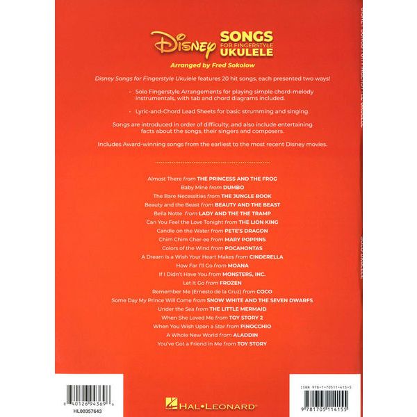 Hal Leonard Disney Ukulele Fingerstyle