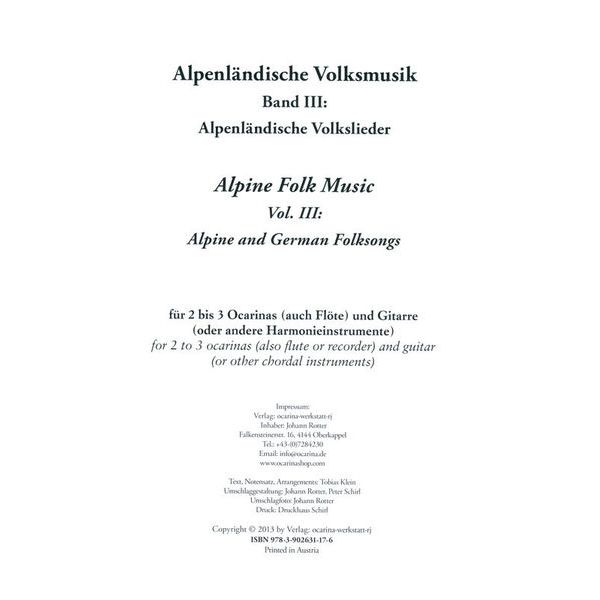 ocarinamusic Alpenländische Volkslieder