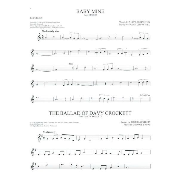 Hal Leonard 101 Disney Songs Recorder